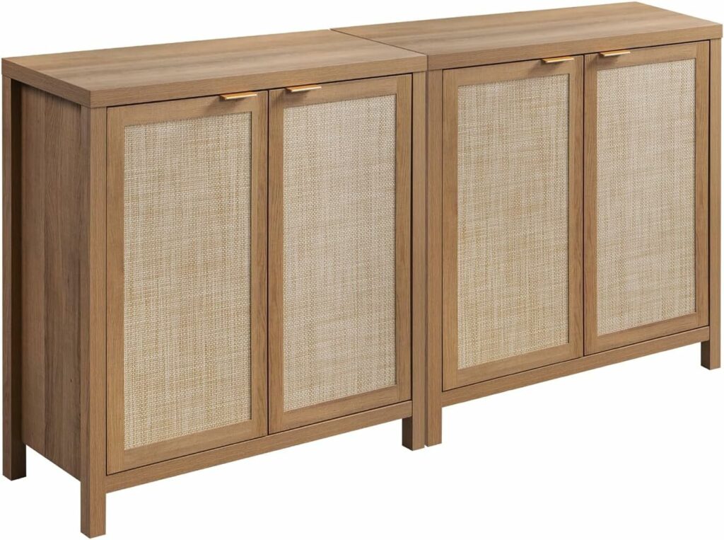 SICOTAS Rattan Sideboard Buffet Credenza Cabinet