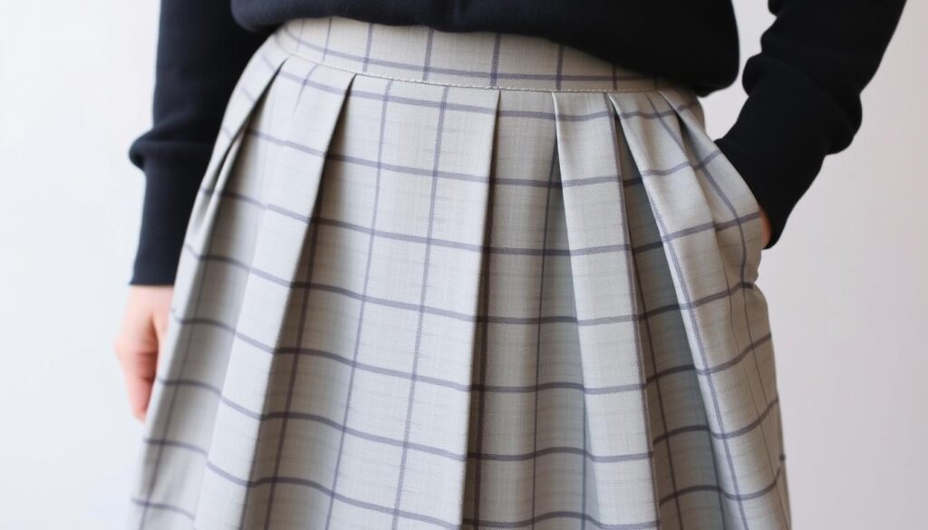 black pleated skirt